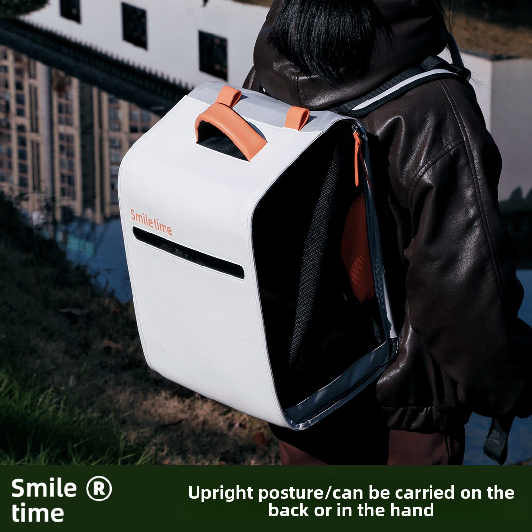 White Dove PU Cat Backpack Stylish Dual-Shoulder Cat Travel Carrier