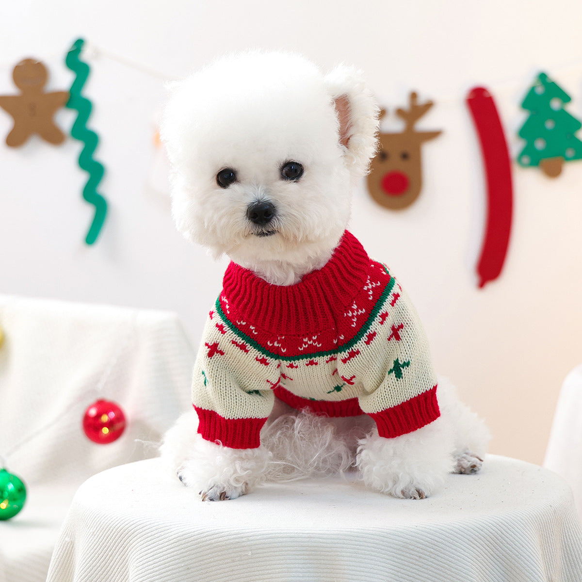 PETCIRCLE Pet Autumn Winter Christmas Knitted Dress Dog Cat Sweater
