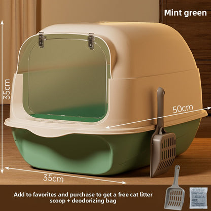 Oversized Fully Enclosed Litter Box Splash Deodorant Pet Toilet