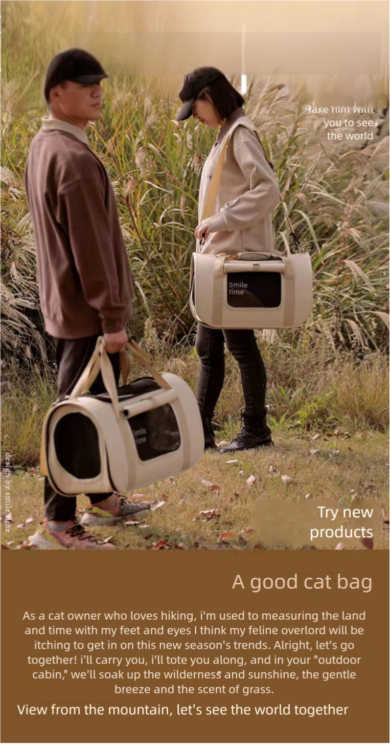 Shangshan Guan SMILE TIME Cat Bag Handheld Crossbody Pet Car Bag