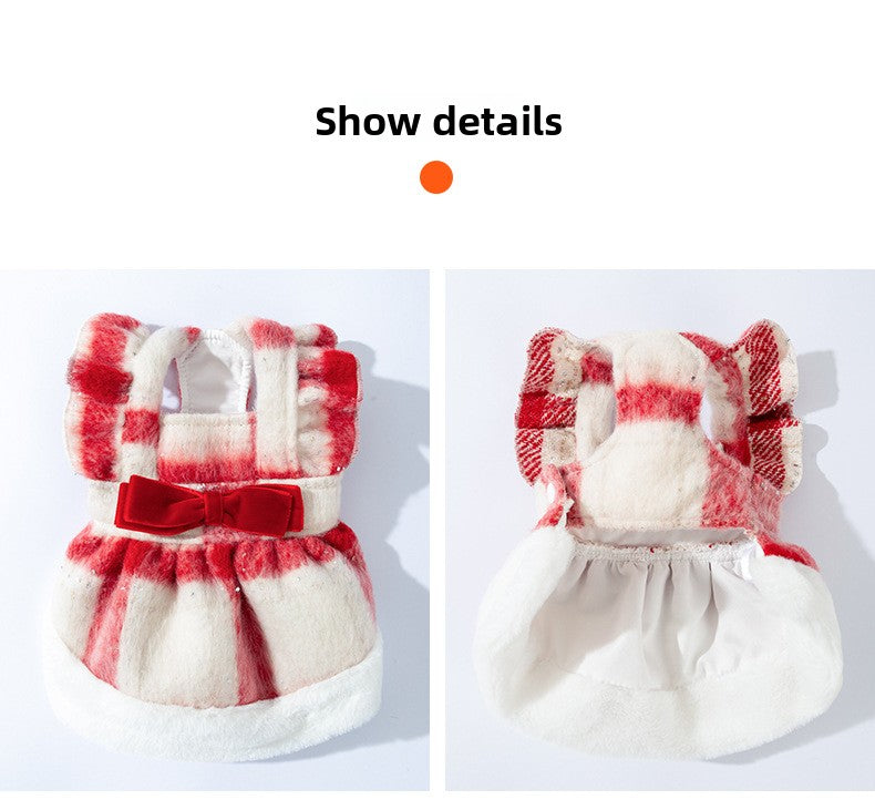 Christmas Sweetheart Cotton Dress Autumn Winter Sweet Pet Clothes