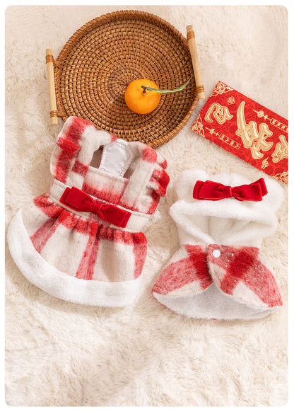 Christmas Sweetheart Cotton Dress Autumn Winter Sweet Pet Clothes