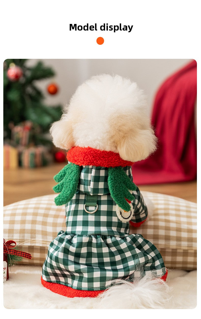 Hooded Christmas Costume Autumn Winter Cute Cotton Coat Pet Clothes