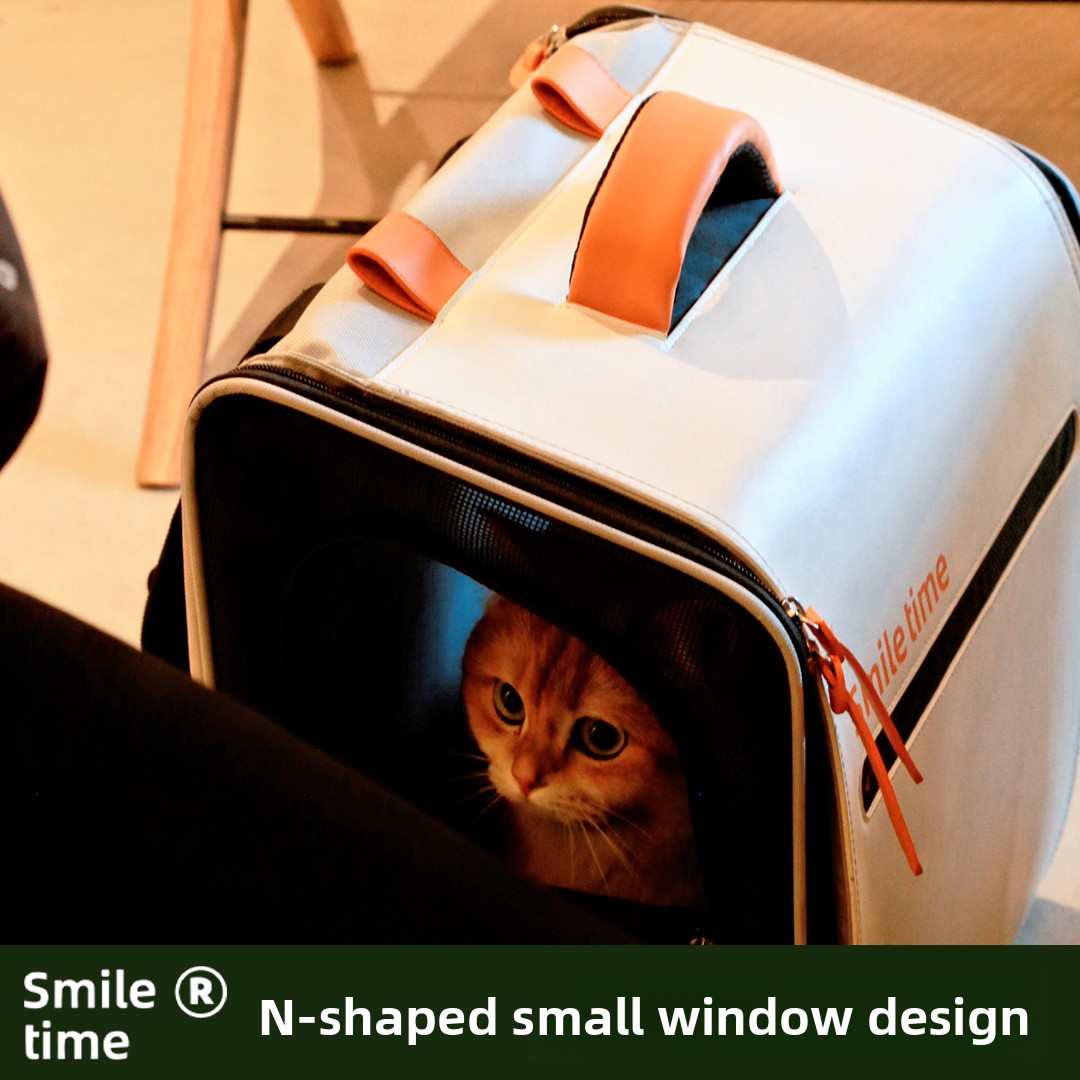 White Dove PU Cat Backpack Stylish Dual-Shoulder Cat Travel Carrier