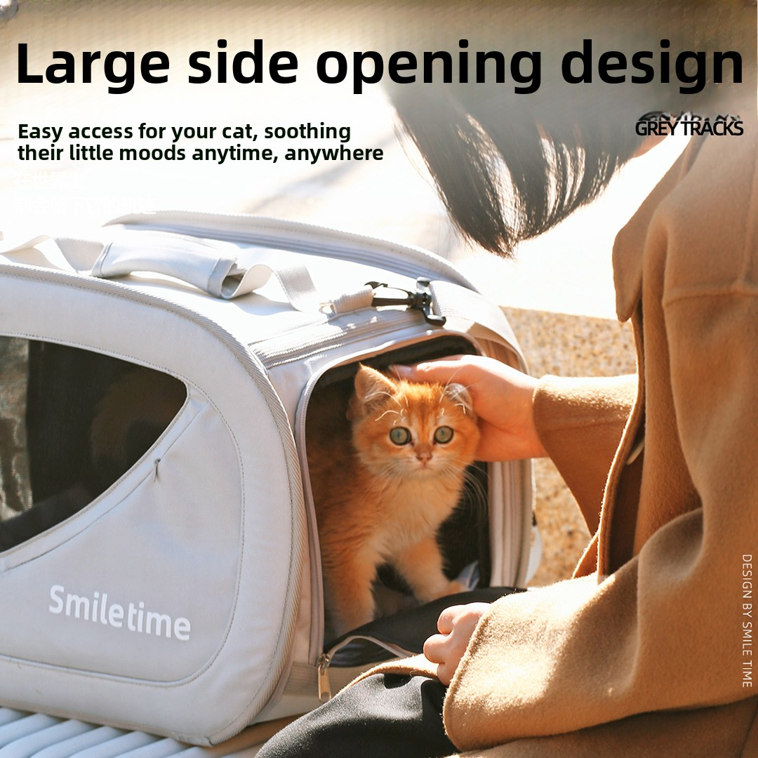 Gray Track Cat Backpack Wholesale Minimalist Soft-Sided Cat Travel Carrier