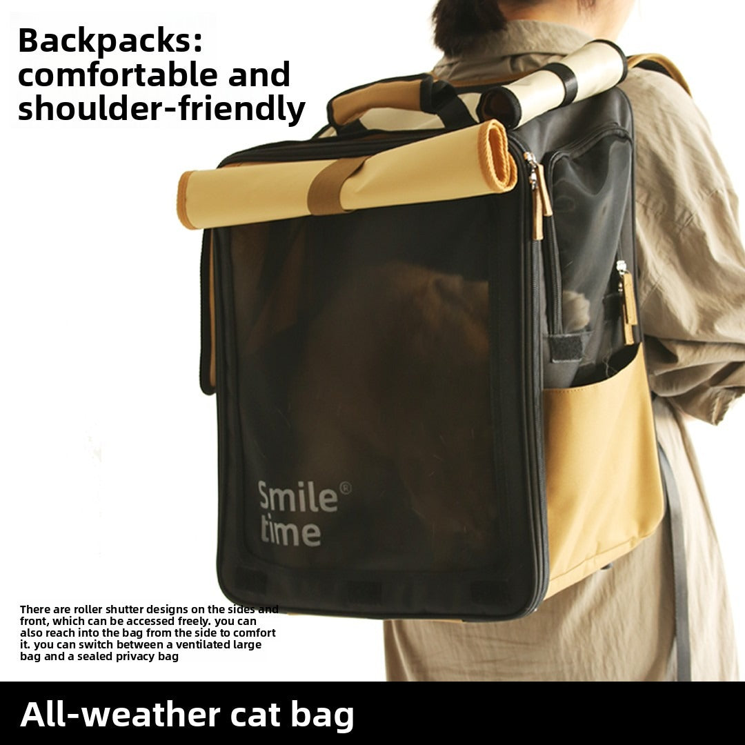 Roll-Up Curtain Cat Backpack Wholesale Soft-Sided Cat Travel Carrier