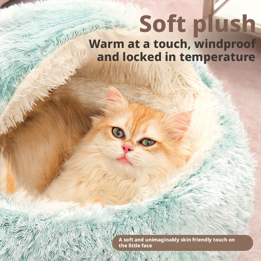 Semi-Enclosed Cat House Cat Shell House Winter Warm Pet House All-Season Long Plush Cat House Dog House Wholesale