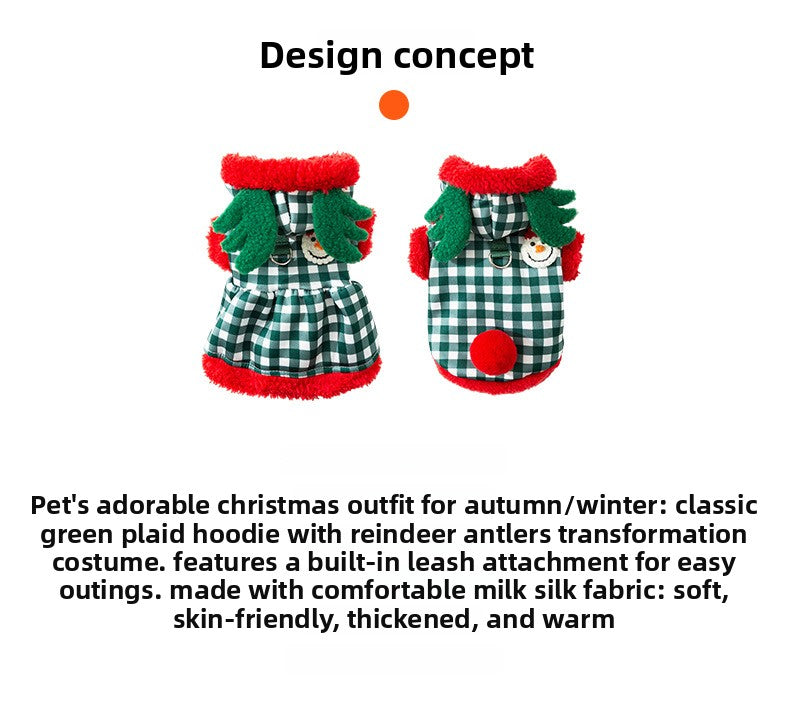 Hooded Christmas Costume Autumn Winter Cute Cotton Coat Pet Clothes