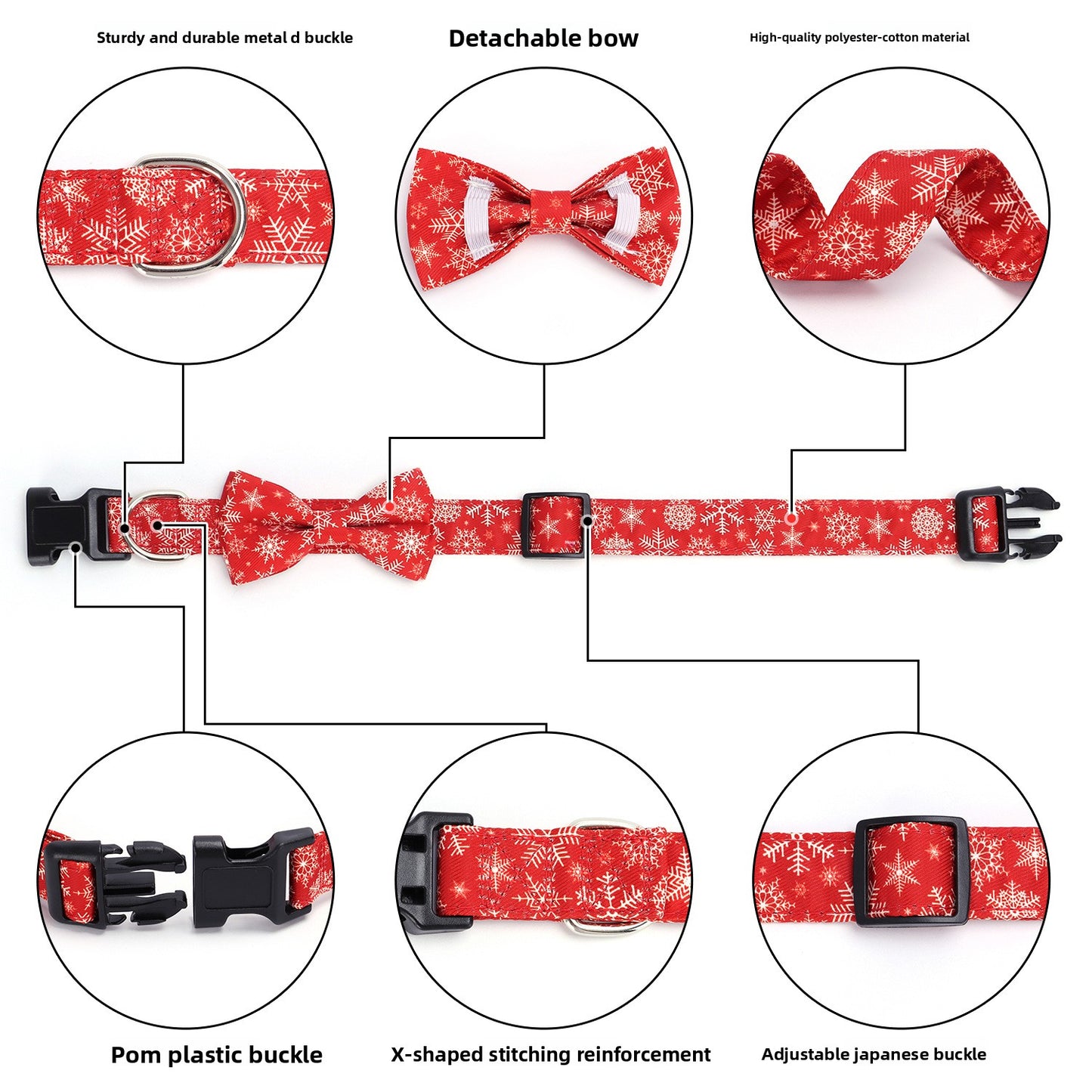 Christmas Small and Medium Dog Collar Leash Digital Print Pet Chain