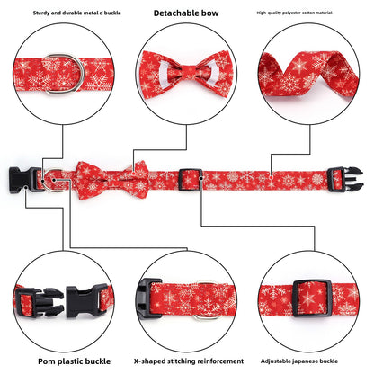 Christmas Small and Medium Dog Collar Leash Digital Print Pet Chain