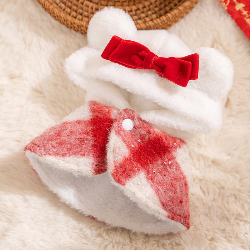 Christmas Sweetheart Cotton Dress Autumn Winter Sweet Pet Clothes