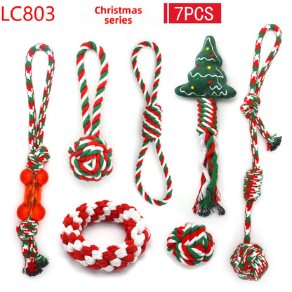 Pet Cotton Rope Toy Combination Set Christmas Rope Knot Toy
