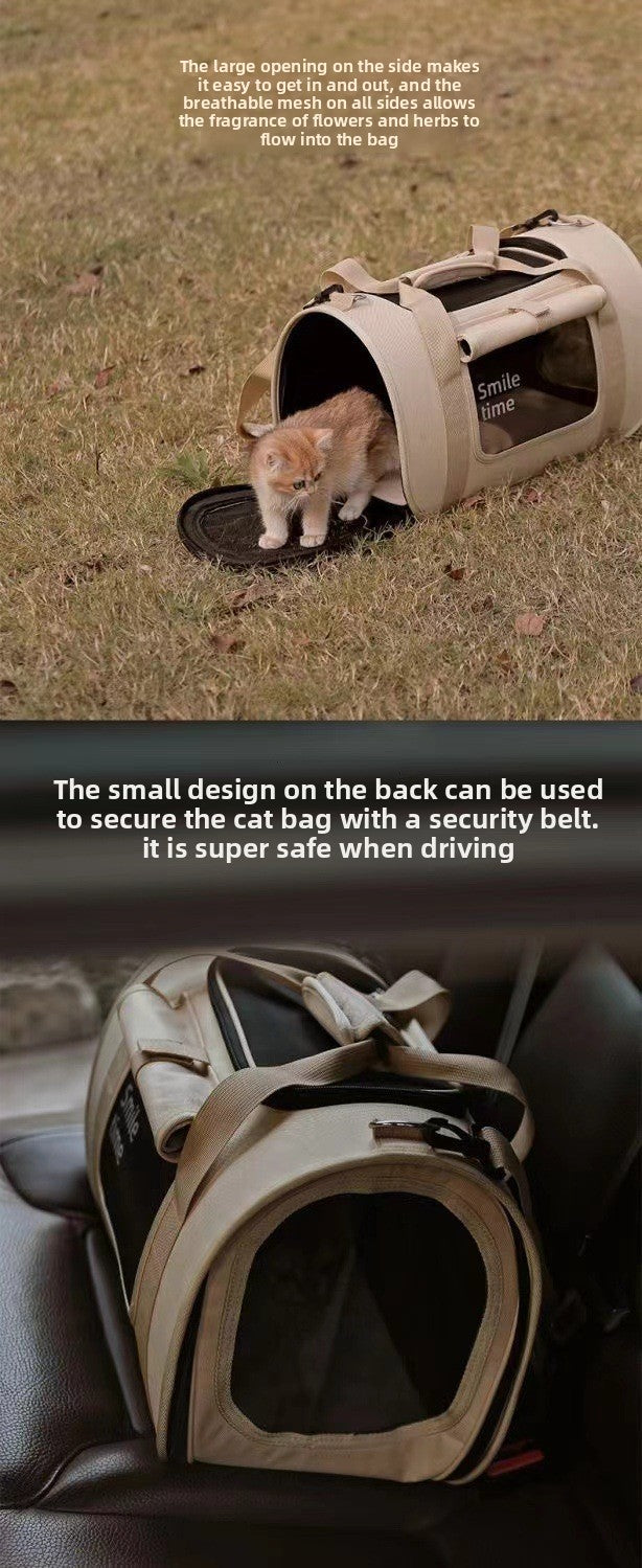 Shangshan Guan SMILE TIME Cat Bag Handheld Crossbody Pet Car Bag