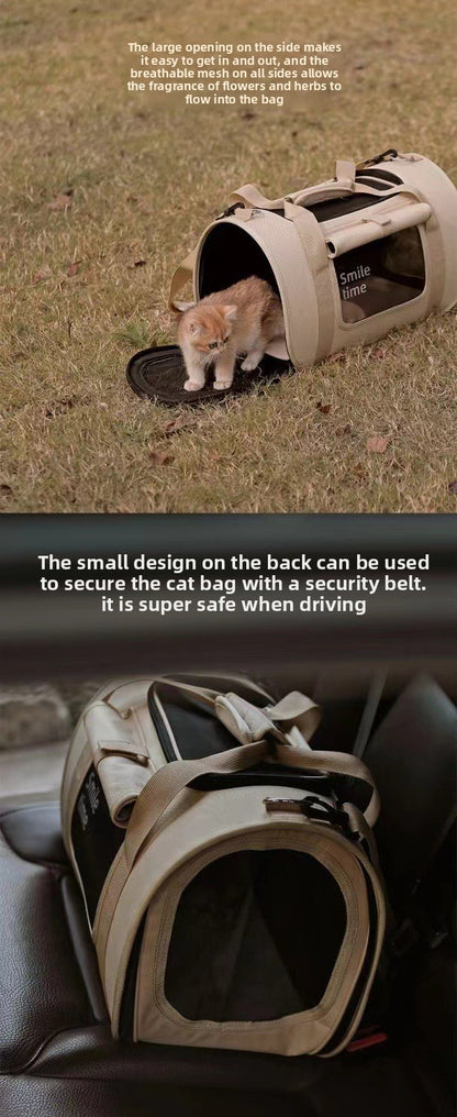 Shangshan Guan SMILE TIME Cat Bag Handheld Crossbody Pet Car Bag