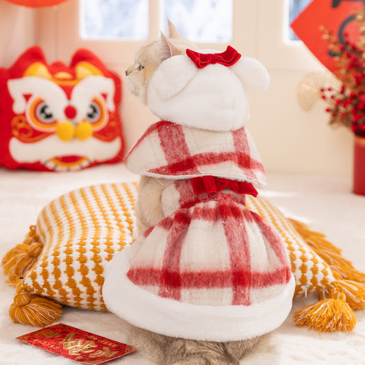 Christmas Sweetheart Cotton Dress Autumn Winter Sweet Pet Clothes