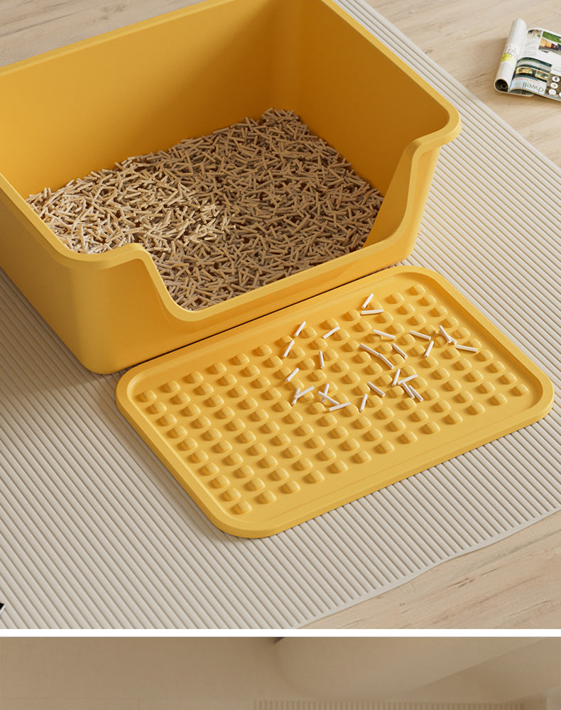 Cat Litter Box Extra Large Splash-Proof Semi-Enclosed Open Pet Toilet