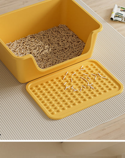 Cat Litter Box Extra Large Splash-Proof Semi-Enclosed Open Pet Toilet