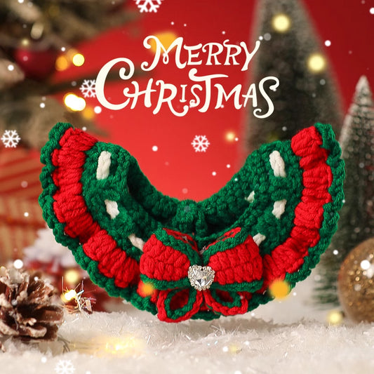Christmas Cat Clothes Pet Scarf Kitten Hat Dog Neck Warmer