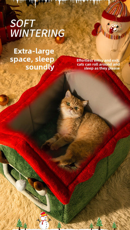 Christmas All-Season Washable Pet House Enclosed Thickened Warm House