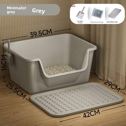 Cat Litter Box Extra Large Splash-Proof Semi-Enclosed Open Pet Toilet