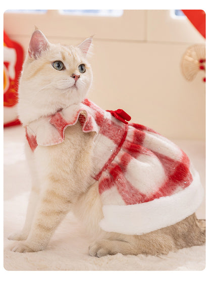 Christmas Sweetheart Cotton Dress Autumn Winter Sweet Pet Clothes