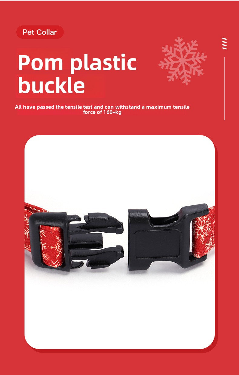 Christmas Small and Medium Dog Collar Leash Digital Print Pet Chain