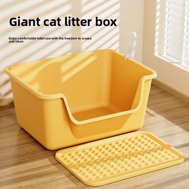 Cat Litter Box Extra Large Splash-Proof Semi-Enclosed Open Pet Toilet