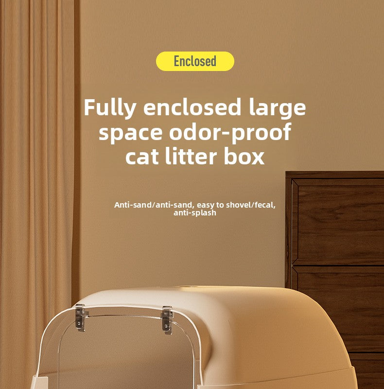 Oversized Fully Enclosed Litter Box Splash Deodorant Pet Toilet
