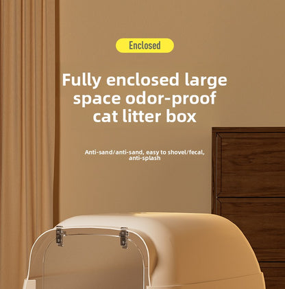 Oversized Fully Enclosed Litter Box Splash Deodorant Pet Toilet