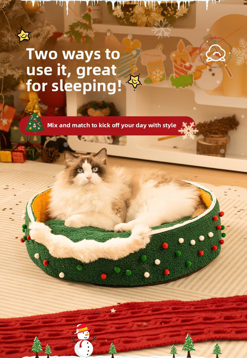 Christmas Warm All-Season Washable Closed Fleece-Lined Pet House