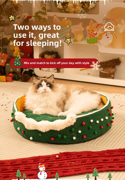 Christmas Warm All-Season Washable Closed Fleece-Lined Pet House