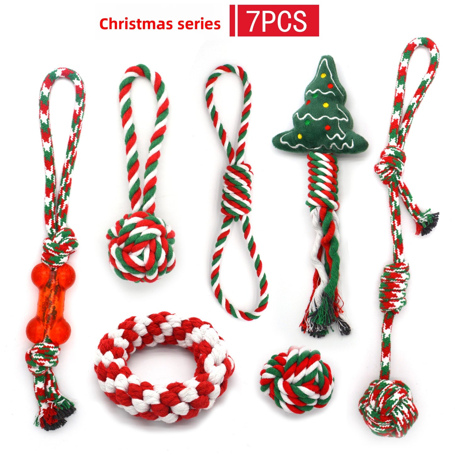 Pet Cotton Rope Toy Combination Set Christmas Rope Knot Toy