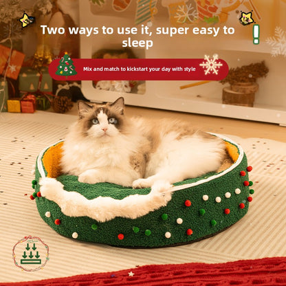 Christmas Warm All-Season Washable Closed Fleece-Lined Pet House