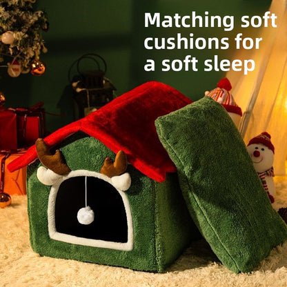 Christmas All-Season Washable Pet House Enclosed Thickened Warm House