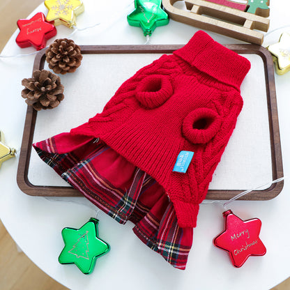 PETCIRCLE Pet Autumn Winter Christmas Knitted Dress Dog Cat Sweater