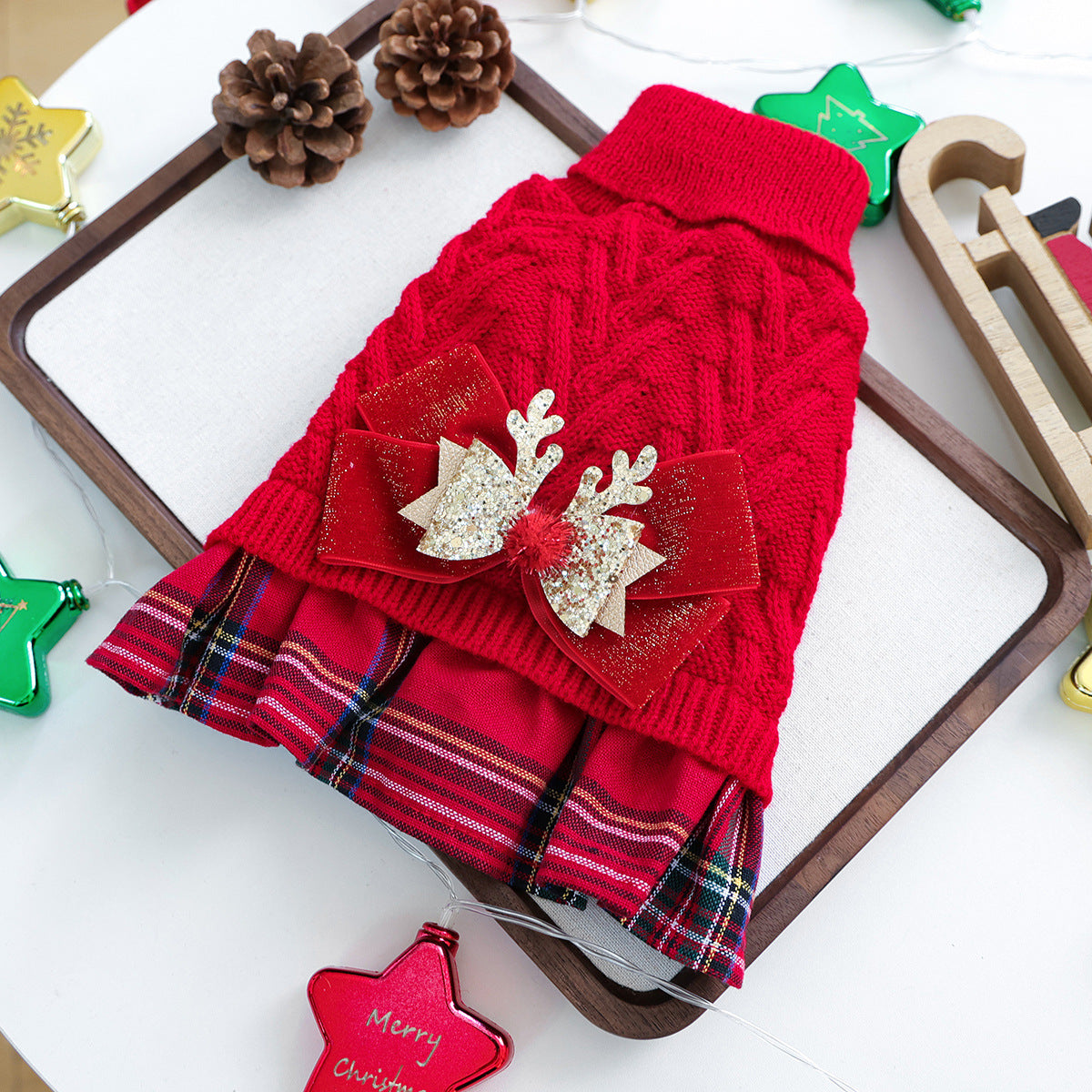 PETCIRCLE Pet Autumn Winter Christmas Knitted Dress Dog Cat Sweater