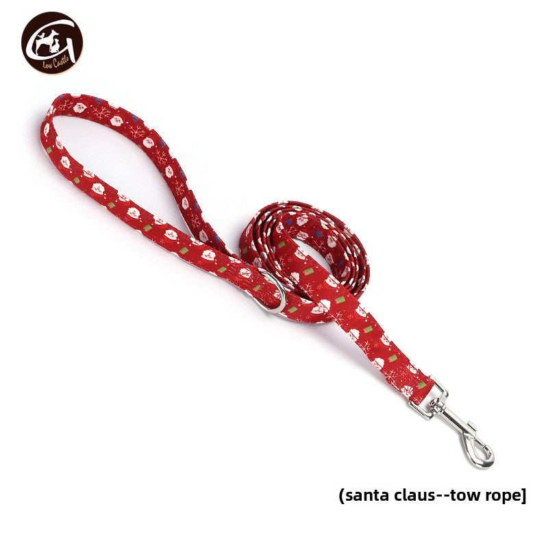 Christmas Small and Medium Dog Collar Leash Digital Print Pet Chain