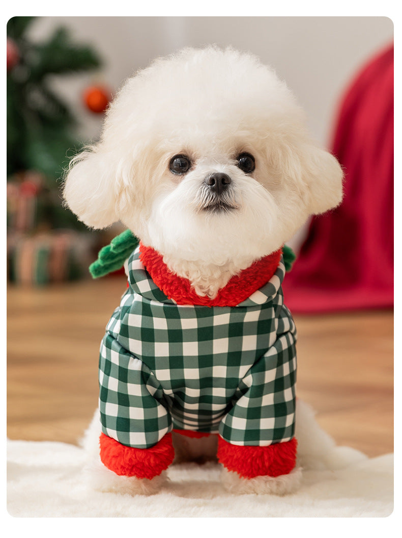 Hooded Christmas Costume Autumn Winter Cute Cotton Coat Pet Clothes