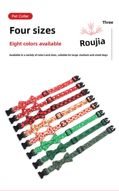 Christmas Small and Medium Dog Collar Leash Digital Print Pet Chain