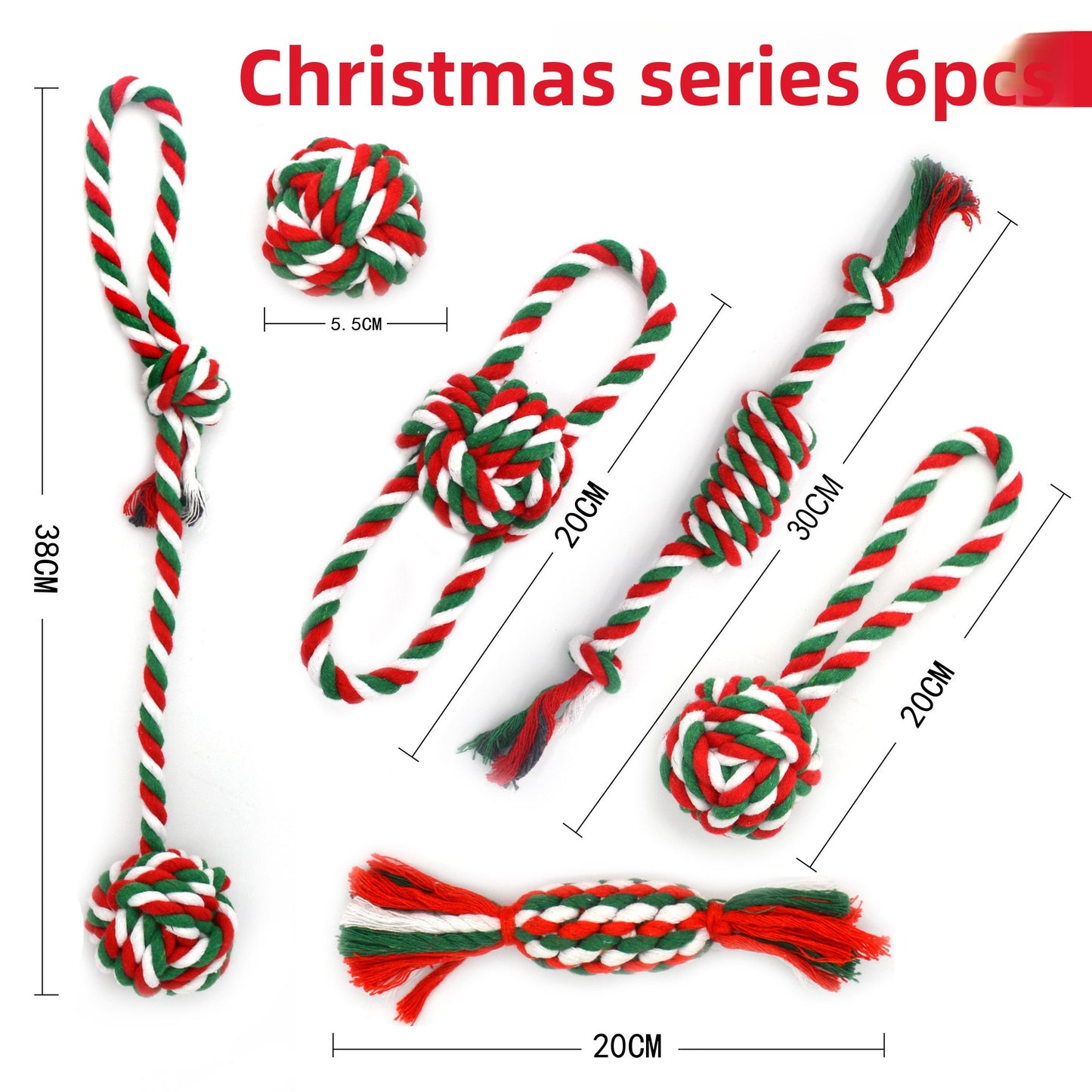 Pet Cotton Rope Toy Combination Set Christmas Rope Knot Toy