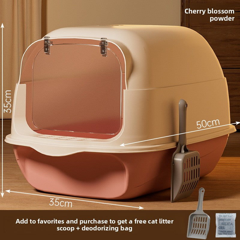 Oversized Fully Enclosed Litter Box Splash Deodorant Pet Toilet