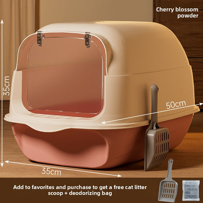 Oversized Fully Enclosed Litter Box Splash Deodorant Pet Toilet
