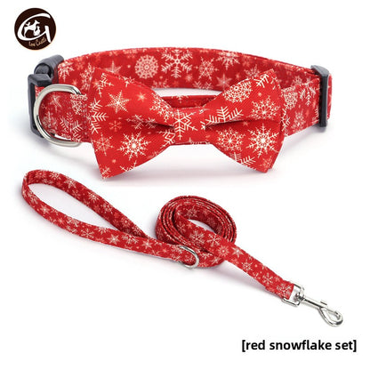 Christmas Small and Medium Dog Collar Leash Digital Print Pet Chain