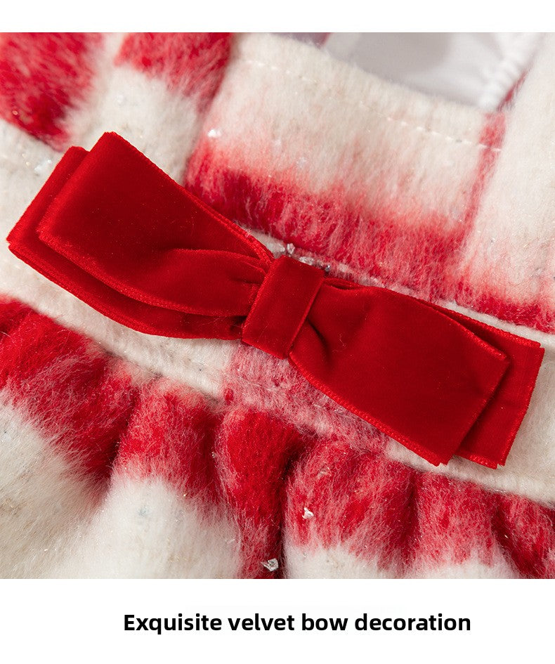 Christmas Sweetheart Cotton Dress Autumn Winter Sweet Pet Clothes