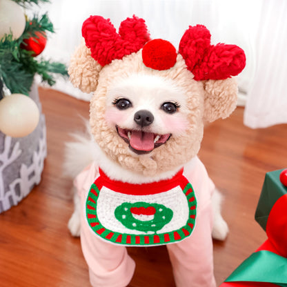 Pet Hat Drool Bib Autumn Winter Clothes Costume Cat Christmas Supplies