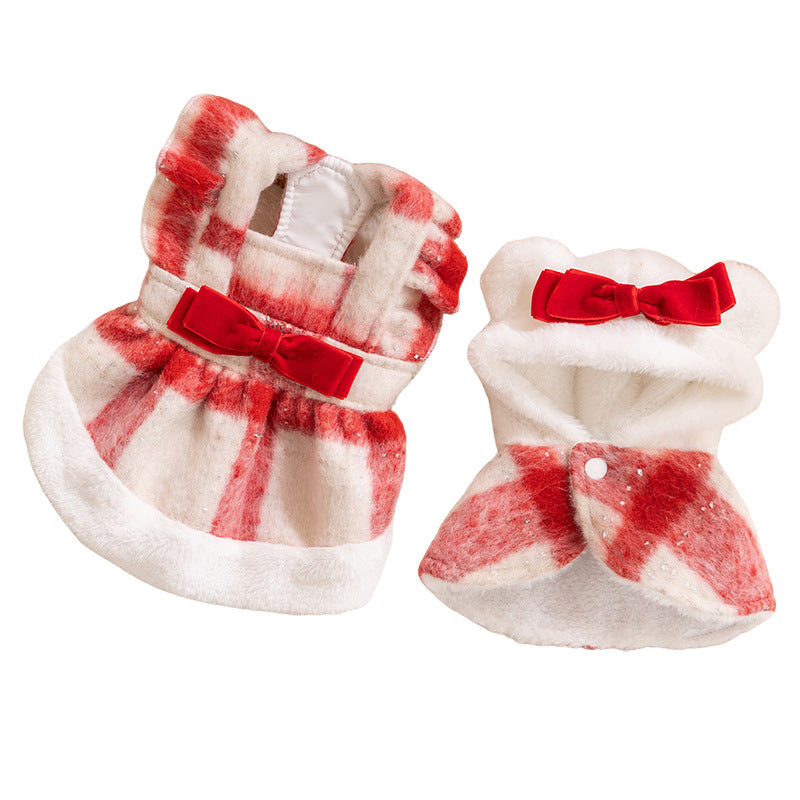 Christmas Sweetheart Cotton Dress Autumn Winter Sweet Pet Clothes
