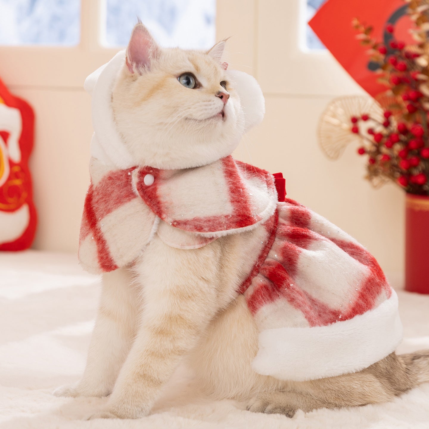 Christmas Sweetheart Cotton Dress Autumn Winter Sweet Pet Clothes