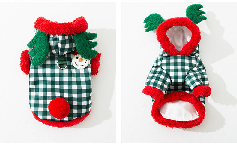 Hooded Christmas Costume Autumn Winter Cute Cotton Coat Pet Clothes