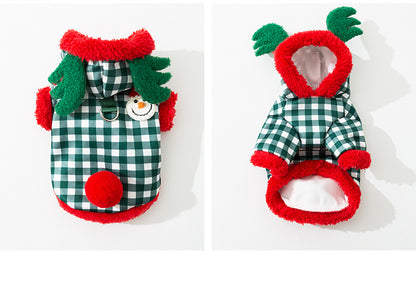 Hooded Christmas Costume Autumn Winter Cute Cotton Coat Pet Clothes