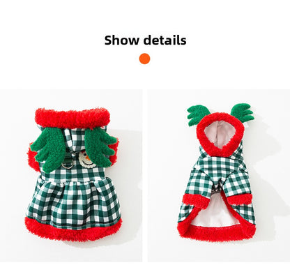 Hooded Christmas Costume Autumn Winter Cute Cotton Coat Pet Clothes